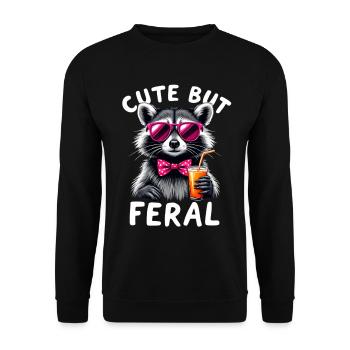 Raton laveur mignon mais sauvage avec des lunettes roses - Sweat-shirt Unisexe - noir - Devant - Alina (178cm) & Michal (187cm)