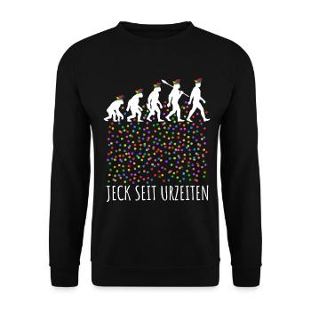 Homo Karnevalis | Jeck seit Urzeiten, Fastnacht - Unisex Pullover - Schwarz - Vorne - Alina (178cm) & Michal (187cm)