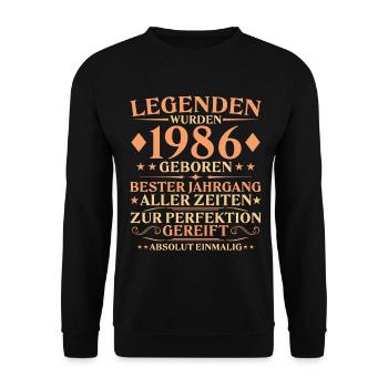 40th Birthday Unique 1986 Born - Unisex Sweatshirt - black - Front - Alina (178cm) & Michal (187cm)