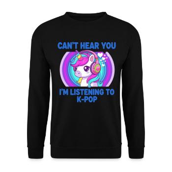 Je ne t’entends pas, j’écoute K-Pop Unicorn Kpop - Sweat-shirt Unisexe - noir - Devant - Alina (178cm) & Michal (187cm)