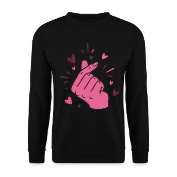 Kpop Musique coréenne Doigts mignons Cœur Amour Corée - Sweat-shirt Unisexe - noir - Devant - Alina (178cm) & Michal (187cm)