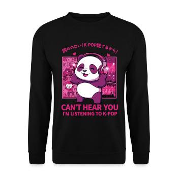 Je ne t’entends pas, j’écoute KPop Cute Panda KPop - Sweat-shirt Unisexe - noir - Devant - Alina (178cm) & Michal (187cm)
