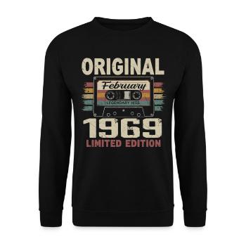 Février 1969, Cadeau d'Anniversaire février 1969 - Sweat-shirt Unisexe - noir - Devant - Alina (178cm) & Michal (187cm)