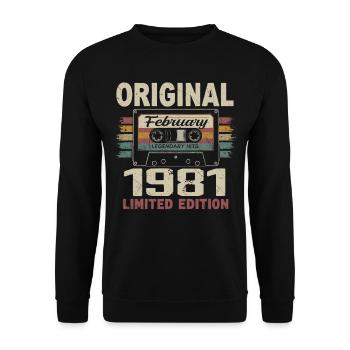 Février 1981, Cadeau d'Anniversaire février 1981 - Sweat-shirt Unisexe - noir - Devant - Alina (178cm) & Michal (187cm)
