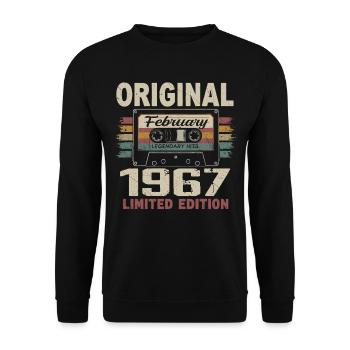 Februar 1967, Februar 1967 Geburtstagsgeschenk - Unisex Pullover - Schwarz - Vorne - Alina (178cm) & Michal (187cm)