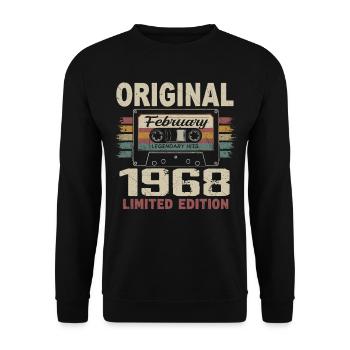 Février 1968, Cadeau d'Anniversaire février 1968 - Sweat-shirt Unisexe - noir - Devant - Alina (178cm) & Michal (187cm)