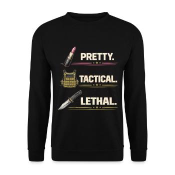 Soldat féminine assez tactique et létale - Sweat-shirt Unisexe - noir - Devant - Alina (178cm) & Michal (187cm)