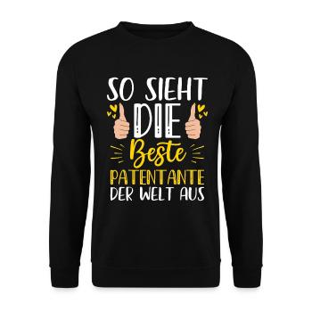 So Sieht Die Beste Patentante Der Welt Aus - Unisex Pullover - Schwarz - Vorne - Alina (178cm) & Michal (187cm)
