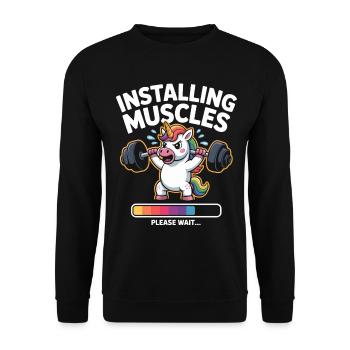 La licorne soulève des poids - Sweat-shirt Unisexe - noir - Devant - Alina (178cm) & Michal (187cm)