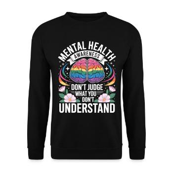 Mental Health Rainbow Brain - Sweat-shirt Unisexe - noir - Devant - Alina (178cm) & Michal (187cm)