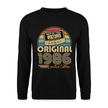 Orginal 1986 Vintage Jahrgang Geburtstag Geschenk - Unisex Pullover - Schwarz - Vorne - Alina (178cm) & Michal (187cm)