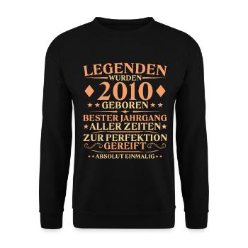 16th Birthday Born in 2010 - Unisex Sweatshirt - black - Front - Alina (178cm) & Michal (187cm)
