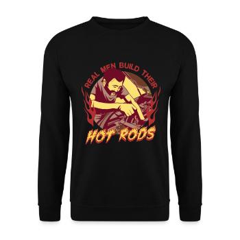 Vintage Collector Real Men build Their Hot Rods - Unisex Sweatshirt - black - Front - Alina (178cm) & Michal (187cm)