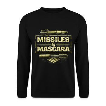 Female Soldier Missiles & Mascara - Unisex Sweatshirt - black - Front - Alina (178cm) & Michal (187cm)