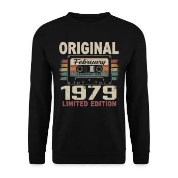 Février 1979, Cadeau d'Anniversaire février 1979 - Sweat-shirt Unisexe - noir - Devant - Alina (178cm) & Michal (187cm)