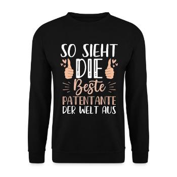 So Sieht Die Beste Patentante Der Welt Aus - Unisex Pullover - Schwarz - Vorne - Alina (178cm) & Michal (187cm)