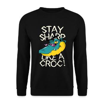Stay sharp - Crocodile with style - Unisex Sweatshirt - black - Front - Alina (178cm) & Michal (187cm)