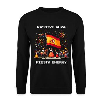 Passive Aura, Fiesta Energy | Spain Party - Unisex Sweatshirt - black - Front - Alina (178cm) & Michal (187cm)