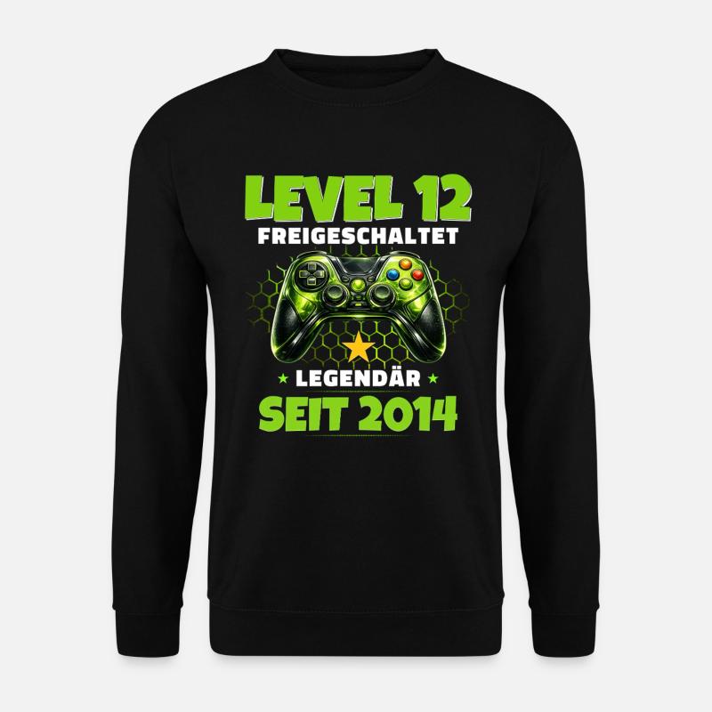 12. Geburtstag Gamer Shirt Level 12 freigeschaltet - Unisex Pullover - Schwarz