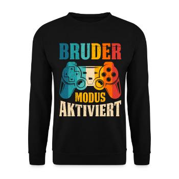 Gift Gaming BROTHER MODE ACTIVATED FUNNY - Unisex Sweatshirt - black - Front - Alina (178cm) & Michal (187cm)