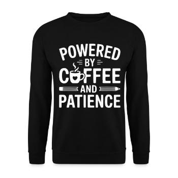 Powered by Coffee and Patience - Unisex Sweatshirt - black - Front - Alina (178cm) & Michal (187cm)