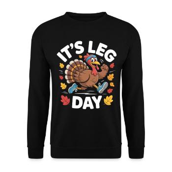 Pute Leg Day Fitnesswitz - Unisex Pullover - Schwarz - Vorne - Alina (178cm) & Michal (187cm)