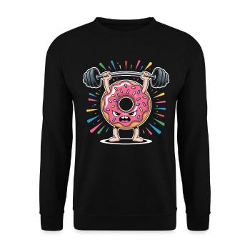 Donut strength training with sprinkles - Unisex Sweatshirt - black - Front - Alina (178cm) & Michal (187cm)