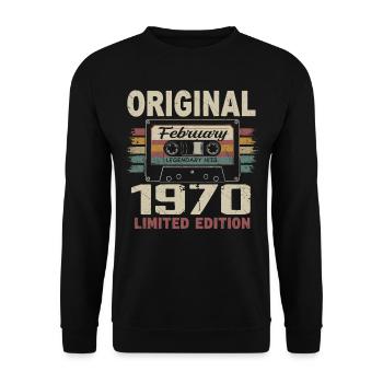 Février 1970, Cadeau d'Anniversaire février 1970 - Sweat-shirt Unisexe - noir - Devant - Alina (178cm) & Michal (187cm)