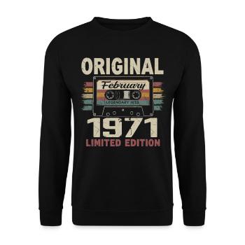 Février 1971, Cadeau d'Anniversaire février 1971 - Sweat-shirt Unisexe - noir - Devant - Alina (178cm) & Michal (187cm)