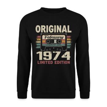 Février 1974, Cadeau d'Anniversaire février 1974 - Sweat-shirt Unisexe - noir - Devant - Alina (178cm) & Michal (187cm)