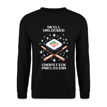 Skill Unlocked | Chopsticks Precision - Unisex Sweatshirt - black - Front - Alina (178cm) & Michal (187cm)