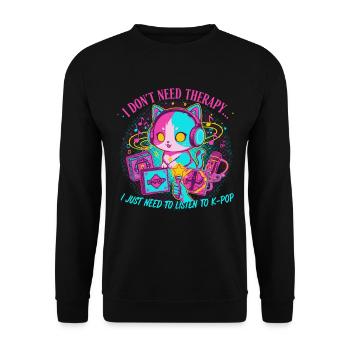 Je n’ai pas besoin de thérapie, j’ai juste besoin de K-Pop Cat - Sweat-shirt Unisexe - noir - Devant - Alina (178cm) & Michal (187cm)