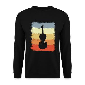 Vintage Violine Skizze - Unisex Pullover - Schwarz - Vorne - Alina (178cm) & Michal (187cm)