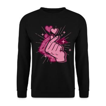 Kpop Doigt Cœur Coréen Pop Mignonne Amour Coré Kpop - Sweat-shirt Unisexe - noir - Devant - Alina (178cm) & Michal (187cm)