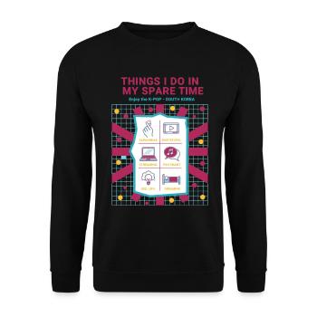 Things I Do In My Spare Time Enjoy K-Pop Korea - Unisex Sweatshirt - black - Front - Alina (178cm) & Michal (187cm)