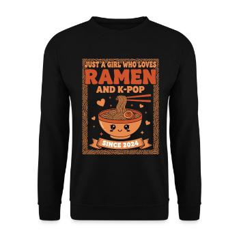 Just A Girl Ramen And K-Pop Since 2024 Korean - Unisex Sweatshirt - black - Front - Alina (178cm) & Michal (187cm)