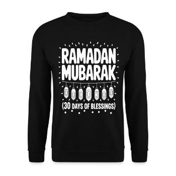 Ramadan-Monat: Glückliche Mubarak-Jungen, Kinder, Jugend Islam - Unisex Pullover - Schwarz - Vorne - Alina (178cm) & Michal (187cm)