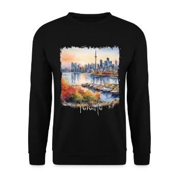 Toronto, Kanada, Toronto Aquarell - Unisex Pullover - Schwarz - Vorne - Alina (178cm) & Michal (187cm)