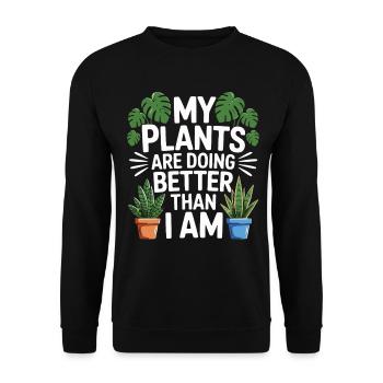 Mes plantes vont mieux que moi - Sweat-shirt Unisexe - noir - Devant - Alina (178cm) & Michal (187cm)