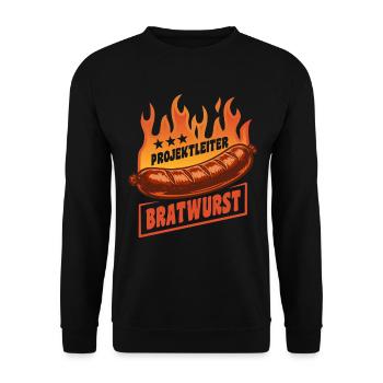 Project Manager Bratwurst | Grilling Flames Cult - Unisex Sweatshirt - black - Front - Alina (178cm) & Michal (187cm)