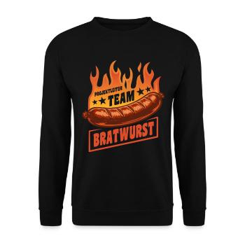 Project Manager Team Bratwurst | Grilling Fire - Unisex Sweatshirt - black - Front - Alina (178cm) & Michal (187cm)