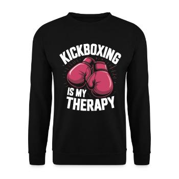 Kickboxen Therapie Motiv Boxhandschuhe - Unisex Pullover - Schwarz - Vorne - Alina (178cm) & Michal (187cm)