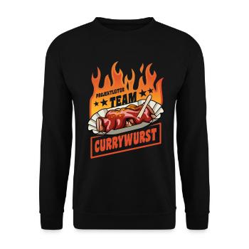 Project Manager Team Currywurst | Fast Food Flames - Unisex Sweatshirt - black - Front - Alina (178cm) & Michal (187cm)