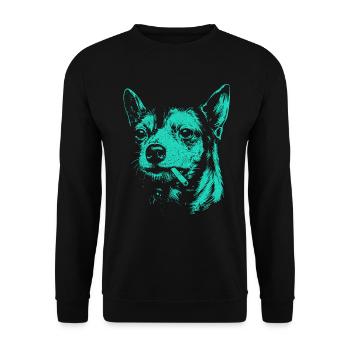 Chihuahua fumant un chien drôle mème humour Chi - Sweat-shirt Unisexe - noir - Devant - Alina (178cm) & Michal (187cm)