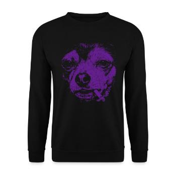 Chihuahua Raucht Lustiger Hunde Humor Meme - Unisex Pullover - Schwarz - Vorne - Alina (178cm) & Michal (187cm)