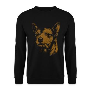Chihuahua Raucht Lustiger Hunde Humor Meme - Unisex Pullover - Schwarz - Vorne - Alina (178cm) & Michal (187cm)