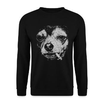 Chihuahua Smoking Funny Dog Humor Meme - Unisex Sweatshirt - black - Front - Alina (178cm) & Michal (187cm)