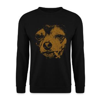 Chihuahua Raucht Lustiger Hunde Humor Meme - Unisex Pullover - Schwarz - Vorne - Alina (178cm) & Michal (187cm)