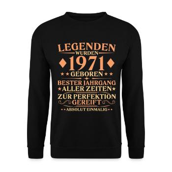55. Geburtstag Einmalig 1971 Jahrgang geboren - Unisex Pullover - Schwarz - Vorne - Alina (178cm) & Michal (187cm)