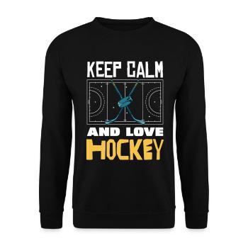 Keep calm: Hockey love - Unisex Sweatshirt - black - Front - Alina (178cm) & Michal (187cm)